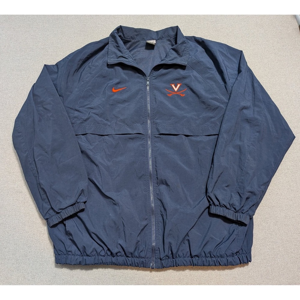 Nike UVA Cavaliers Men's Jacket XXL Navy Blue Full Zip Windbreaker Player Issue